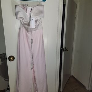 Elegant Pink Strapless Prom Dress